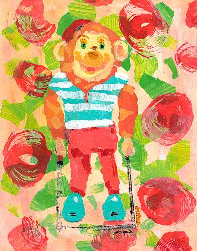 Playful Circus Monkey Art Print