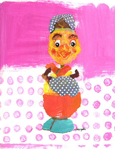 Whimsical Polka Dot Lady Art Print