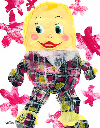 Happy Plaid Doll Art Print by Jules Gissler