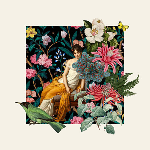 Exotic Botanical Woman Vintage reproduction
