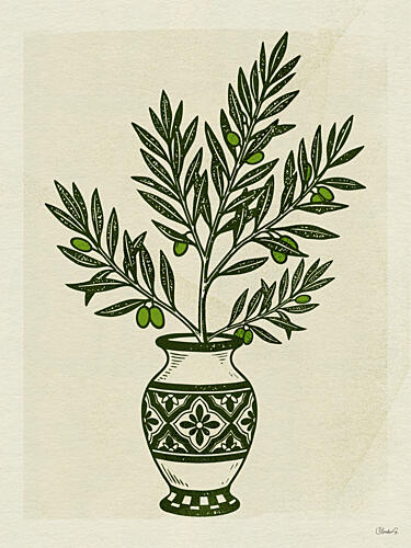 Olive Branch in Vase Art Print