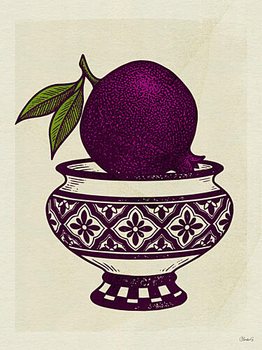 Purple Fruit Ornate Bowl Art Print by Claudia Spano