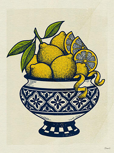 Mediterranean Lemon Bowl Art Print by Claudia Spano