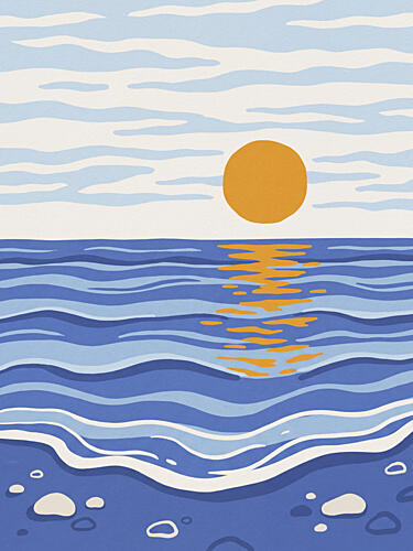 Ocean Sunset Glow Plage reproduction