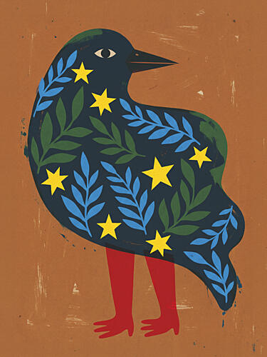 Leafy Star Bird Surréaliste reproduction