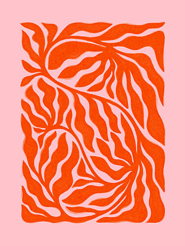 Coral Botanical Swirls Art Print by Dominique Vari