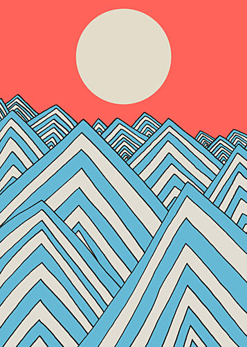 Abstract Mountain Sunrise Montagne reproduction