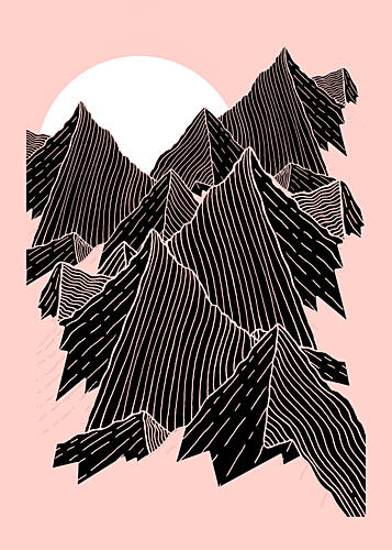 Geometric Pink Mountains Montagne reproduction