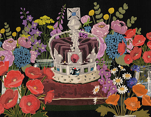 Royal Crown and Flowers Art Print by Nicholas