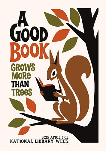 Whimsical Reading Squirrel Animaux reproduction