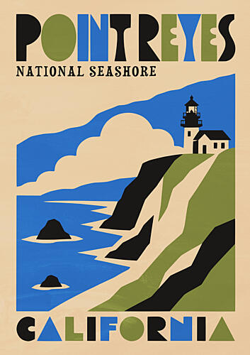Point Reyes Lighthouse Vista Bord de mer reproduction