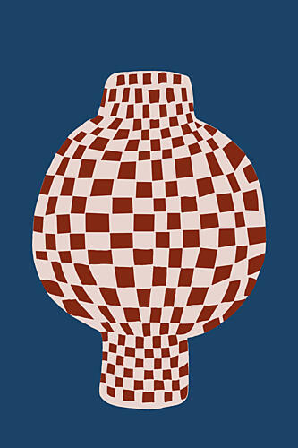 Optical Checkered Vase Geometric Print
