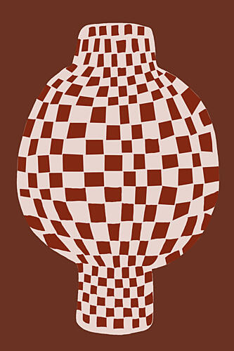 Earthy Checkered Vase Geometric Print