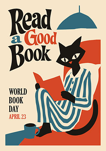 Cozy Black Cat Reading Art Print by Patryk Krygowski