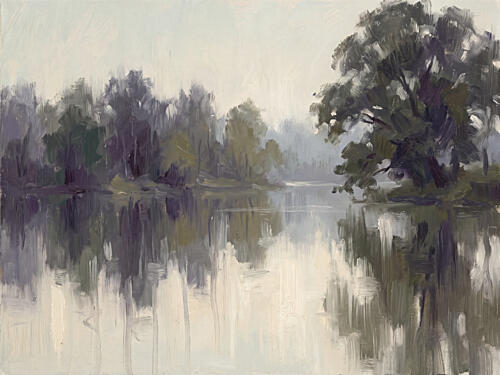 Misty River Reflections Impressionniste reproduction