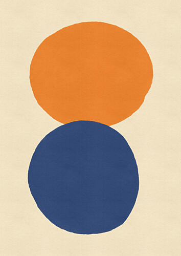 Balanced Orange Blue Circles Art Print by Nicholas