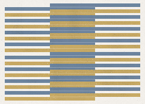 Golden Blue Stripes Art Print by The Miuus Studio