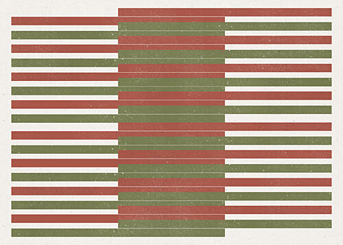 Red Green Stripe Illusion Art Print by The Miuus Studio