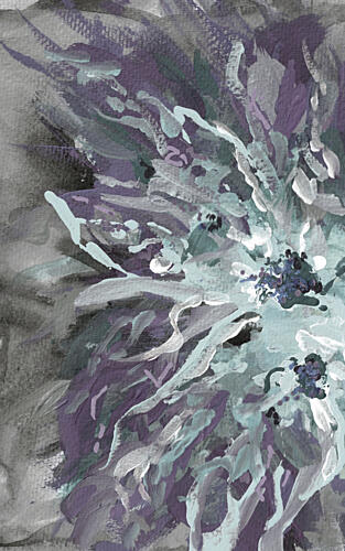 Purple Teal Floral Abstract Art Print by Lori Ann Folz