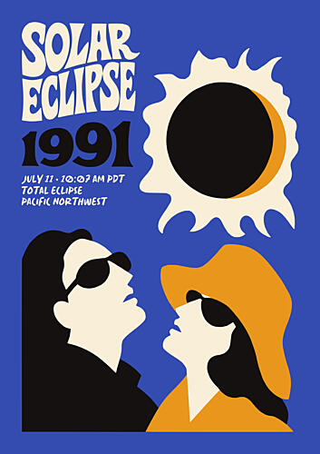 Retro Eclipse Watching Art Print
