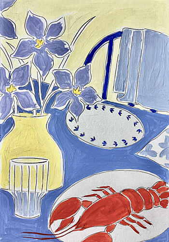 Lobster Dinner Table Art Print by Rushati Chowdhury