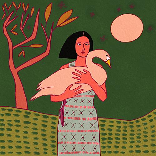 Moonlit Swan Embrace Animaux reproduction