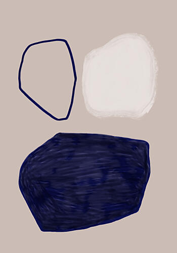 Organic Blue Shapes Art Print by Uplusmestudio