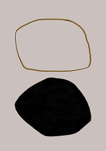 Organic Black Gold Shapes Art Print by Uplusmestudio