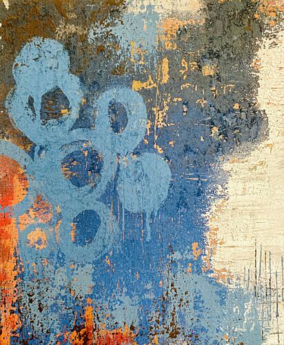 Distressed Blue Circles Art Print by Berit Pihl