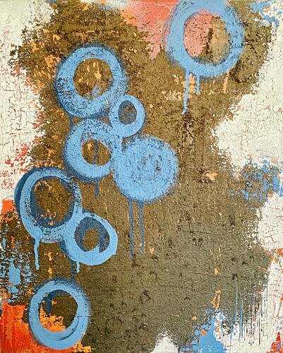 Textured Blue Circles Art abstrait reproduction
