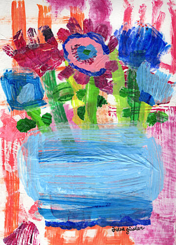 Colorful Handprint Flowers Art Print by Jules Gissler