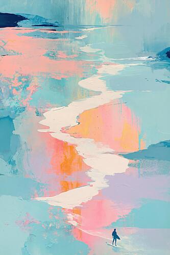Dreamy Beach Surfer Art Print by Melloi Art Prints