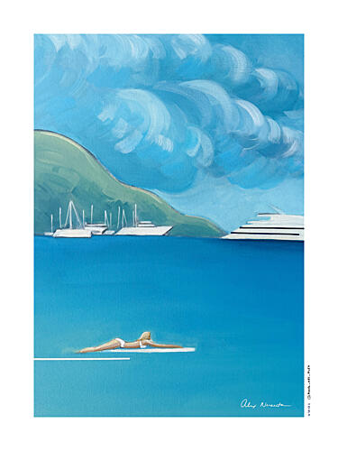 Floating on Blue Sea Art Print by Alex Nereuta