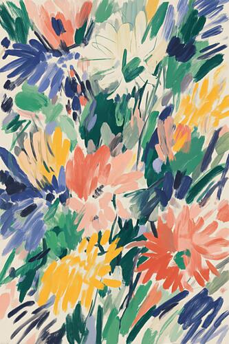 Vibrant Abstract Flowers Impressionniste reproduction