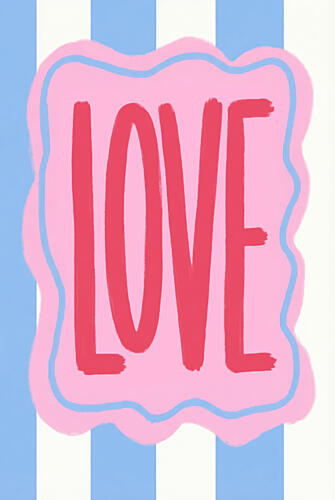 Love Word Pastel Stripes Typographie reproduction