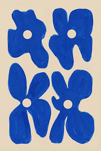 Organic Blue Blooms Art Print by Melloi Art Prints