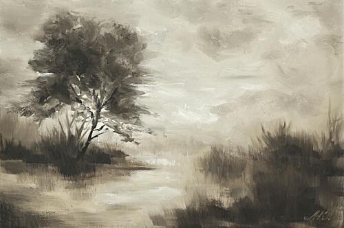Misty Solitary Tree Art Print by Marina Kozyr