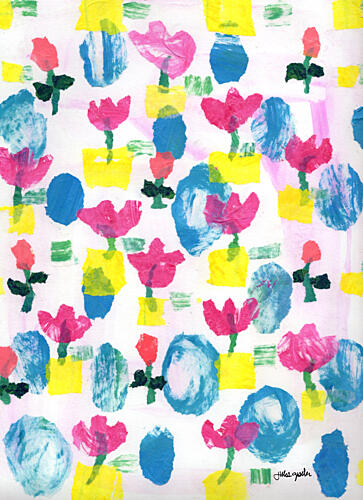Playful Abstract Flowers Art Print by Jules Gissler