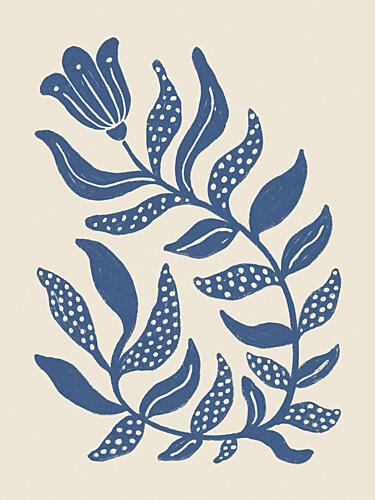 Blue Dotted Botanicals Art Print by Krisztina Jung
