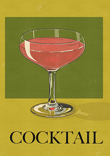 Vintage Cocktail Illustration Alimentation reproduction