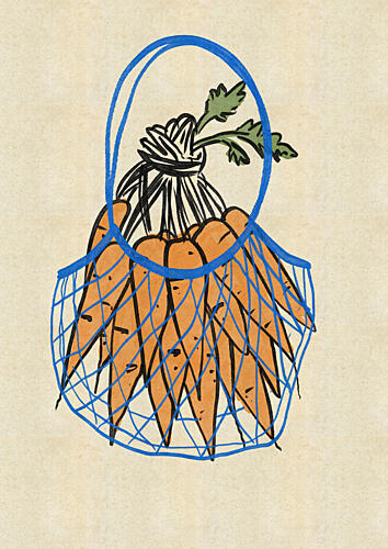 Fresh Carrots Net Bag Campagne reproduction