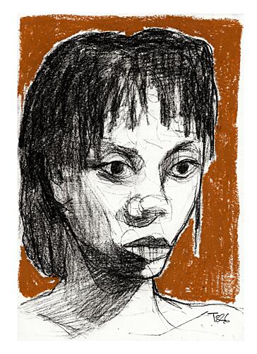 Expressive Female Portrait Art Print by Tore Bahnson