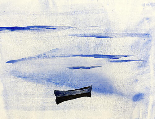 Blue Boat Serenity Art Print