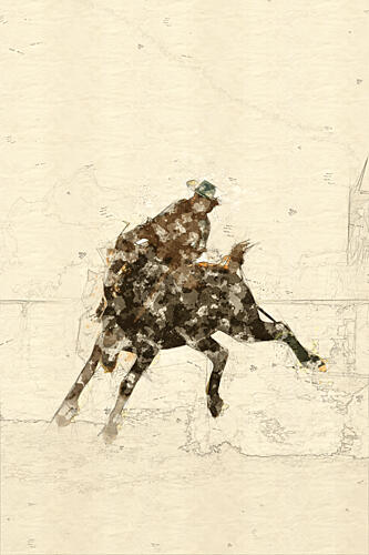 Western Bronc Rider Art Print by Lembayung Senja Studio