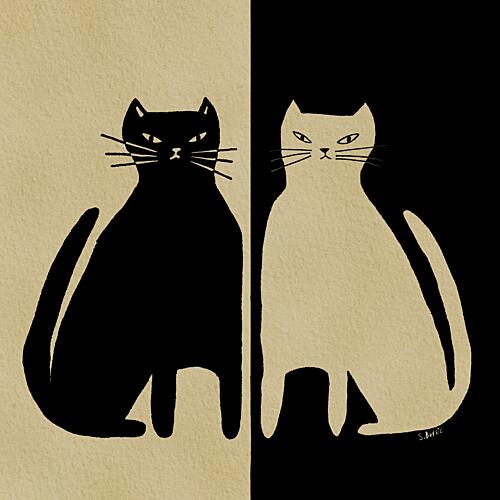 Yin Yang Cats Art Print