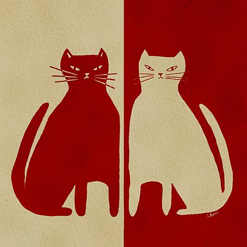 Symmetrical Grumpy Cats Art Print
