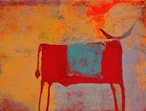 Vibrant Abstract Bull Art Print by Fernando Vieira
