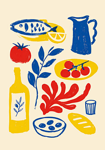 Colorful Mediterranean Spread Art Print by Patryk Krygowski