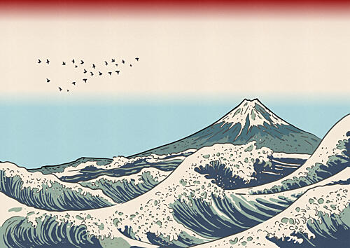 Cresting Waves Mount Fuji Toile murale reproduction