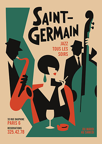 Art Deco Jazz Night Art Print by Patryk Krygowski